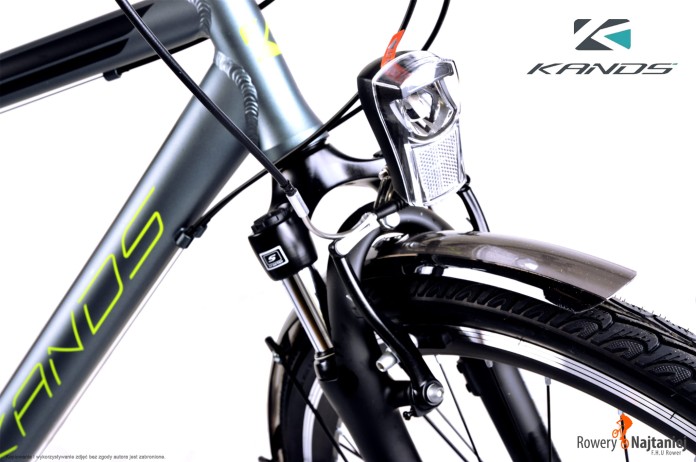 lampa-przód - Rower 28" trekkingowy KANDS TRAVEL-X rama 21" grafitowy - seledynowy R22