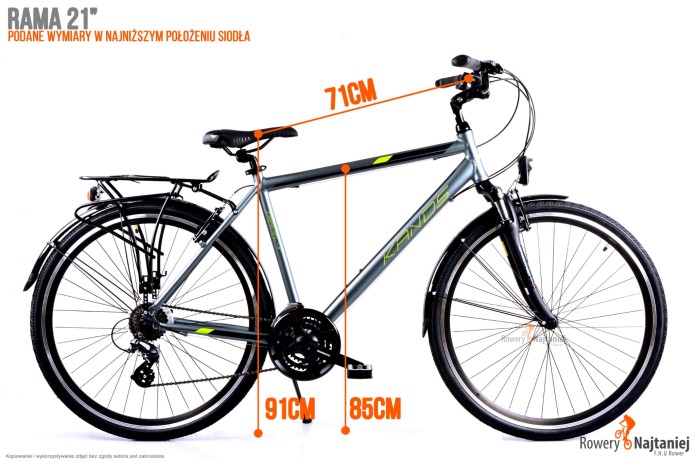 Wymiary - Rower 28" trekkingowy KANDS TRAVEL-X rama 21" grafitowy - seledynowy R22